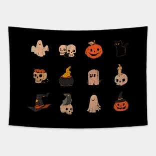 Halloween-Ghost-Skull-Pumpkin-Cat-Witch-Crow-Art Tapestry