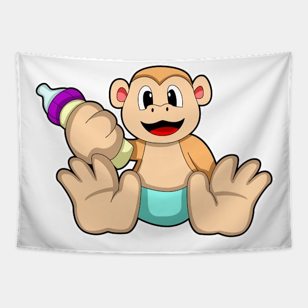 Baby Monkey with Bottle Tapestry by Markus Schnabel