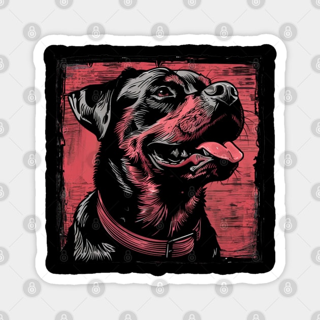 Retro Art Rottweiler Dog Lover Magnet by June Sixteen