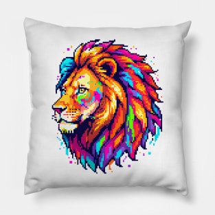 Pixel Lion Portrait Pillow