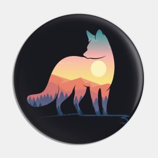 Fox silhouette with nature landscape art Pin