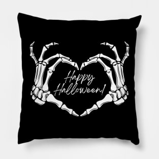 Skeleton heart hands, happy Halloween skeleton, happy skeleton Pillow