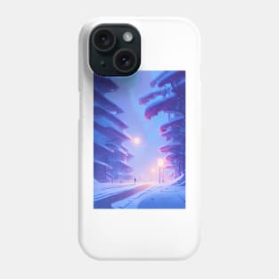 Anime Snowy Street Lights Christmas Landscape Phone Case