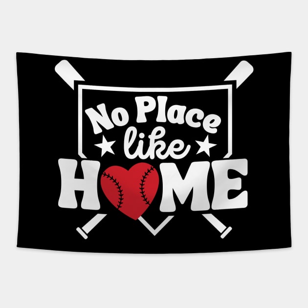 No Place Like Home Baseball Lover Home Plate Tapestry by DetourShirts