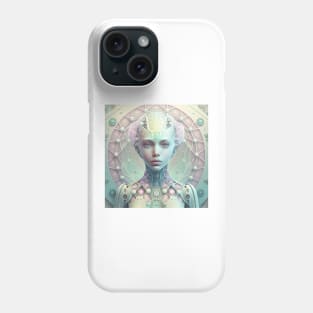 Portrait in Pastel Colors of A Fractal Robot Phone Case