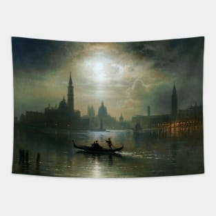 Venice, Full Moon over Santa Maria Salude Tapestry