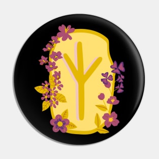 Algiz Rune Flowery Design Pin