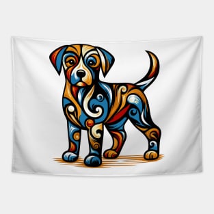 Pop art dog illustration. cubism illustration of a dog Tapestry