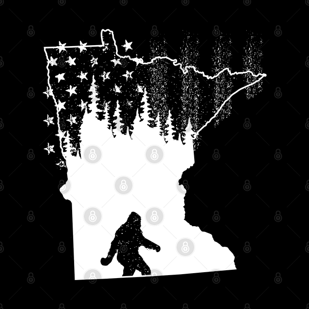 Minnesota Bigfoot American Flag by Tesszero