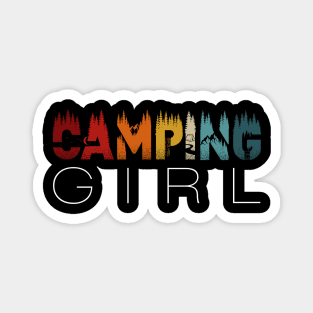 Women's Retro Hand Drawn Camping Girl Outdoor Fun Gift Magnet