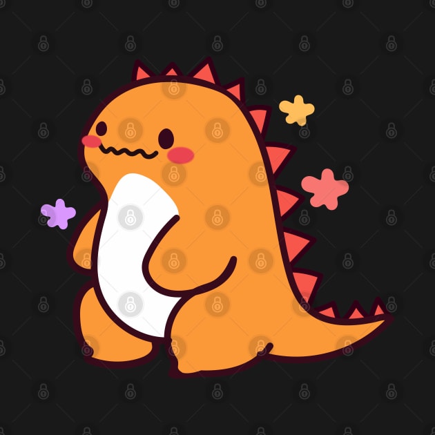 Kawaii cute orange dinosaur by NumbleRay