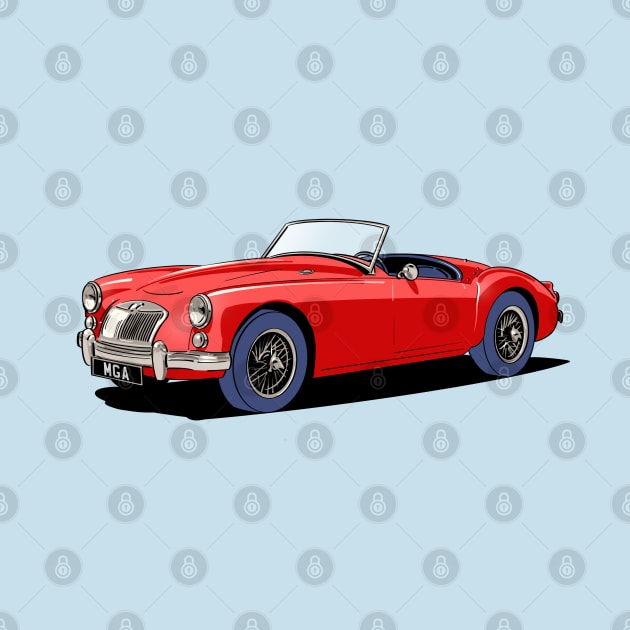 Classic MG MGA Roadster in Red by Webazoot