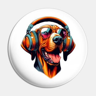 Hanoverian Scenthound Smiling DJ with Euphoric Beats Pin