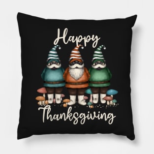 Gnome Pug Happy Thanksgiving Pillow