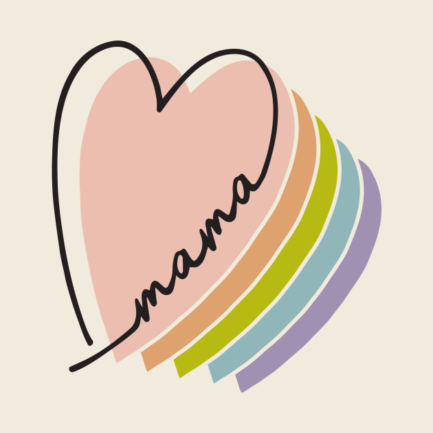 boho rainbow heart mama design line art rainbow heart letters mothers day gift for moms by B*Shoppe