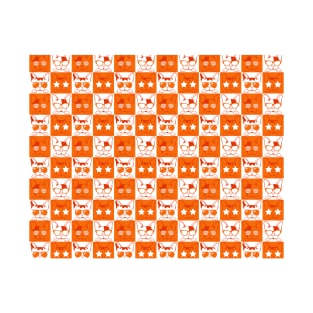 Frenchies with Glasses Pattern Orange T-Shirt