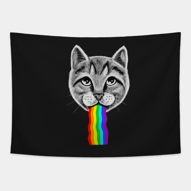 Cat Rainbow Tapestry by coffeeman