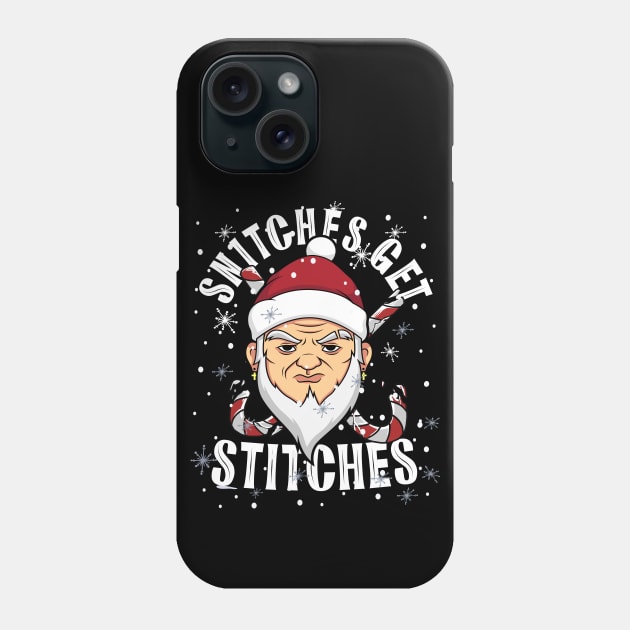 Funny Snitches Get Stitches Santa Elf Xmas Hat Humor Matching Phone Case by alcoshirts