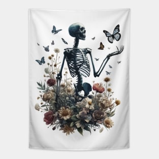 Botany Skeleton Overgrown Plants And Butterlies Tapestry