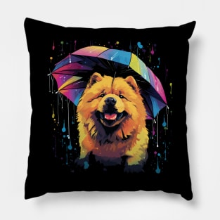 Chow Chow Rainy Day With Umbrella Pillow