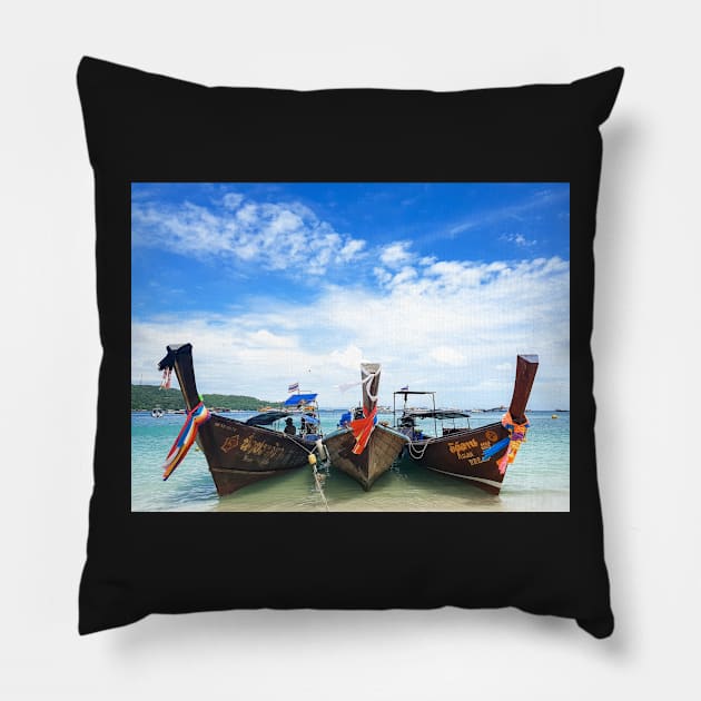 Thailand Traditional Thai Long Tail Boat Pillow by Anastasia-03