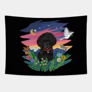 Black Toy Poodle in Mountain Twilight Tapestry