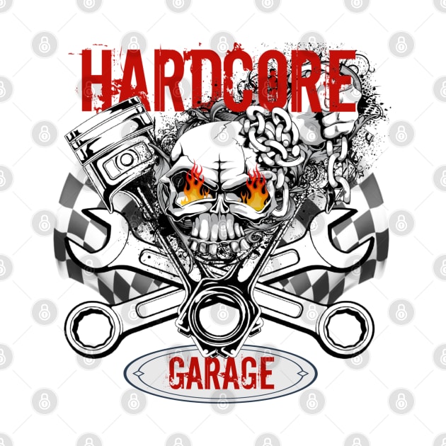 Hardcore Garage - Skull Crossed Wrenches and Pistons by Wilcox PhotoArt