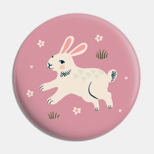 Rabbit and Daisies Pin