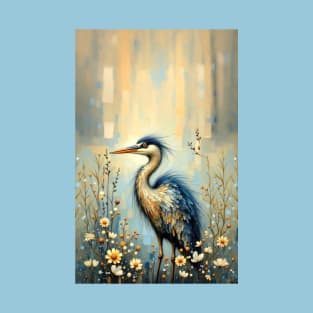 Blue Grace Heron Art T-Shirt