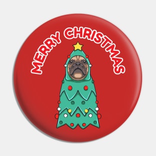 Bulldog dog in christmas tree costume Pin