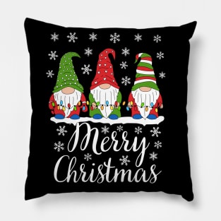 Three cool Gnomes Merry Christmas Pillow