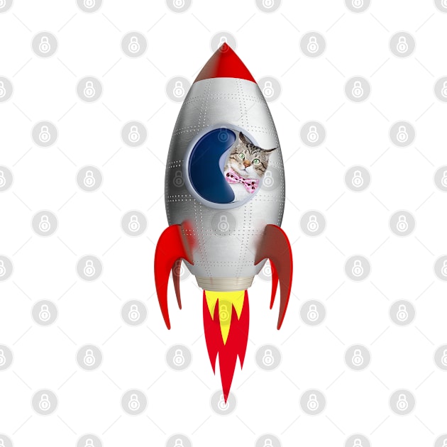 Funny Rocket Kitty (Grey White Tabby) by leBoosh-Designs