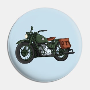 Military cruiser motorcycle cartoon illustration Pin