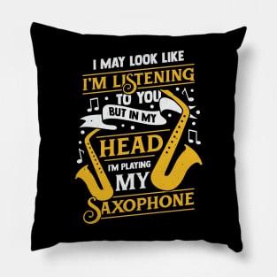 Saxophone Music Sax Player Saxophonist Gift Pillow