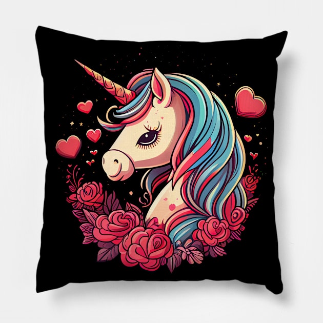 Valentines Unicorn Love Pillow by pako-valor