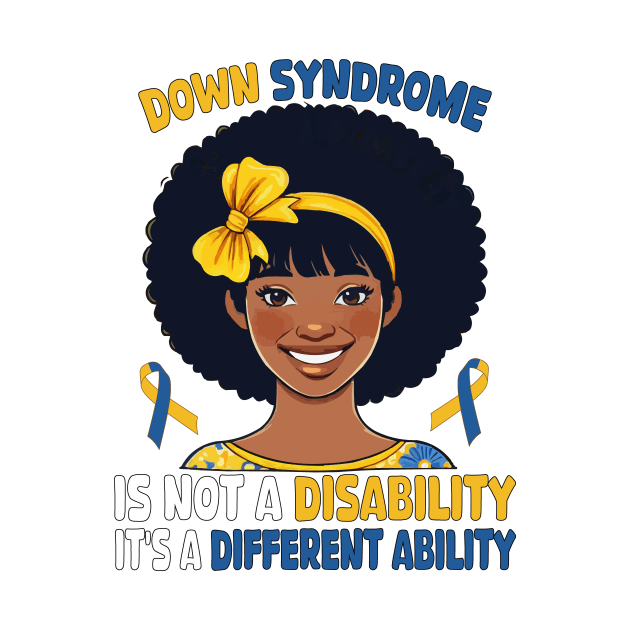 Down Syndrome Awareness Black American Afro Hair Trisomy 21 by JUST PINK