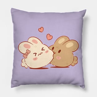 Cute & Kawaii Bunny Kisses | Purple Pillow