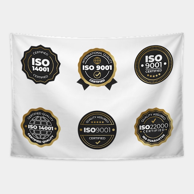 certified iso stamps 9001 14001 2200 Tapestry by yourgeekside