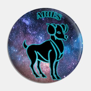 Aries Astrology Zodiac Sign - Aries Coffee Ram Astrology Birthday Gifts Ideas - Stars or Space with Black and Turquoise Pin