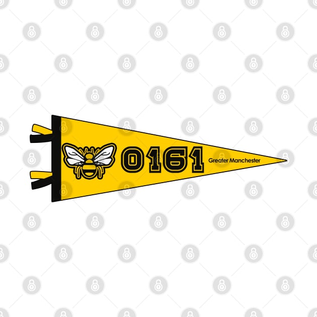 0161 Greater Manchester Bee Sports Varsity Pennant by jimmy-digital