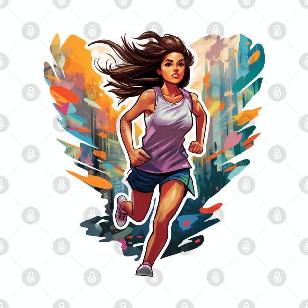 Rainbow Marathon Runner girl by beangeerie