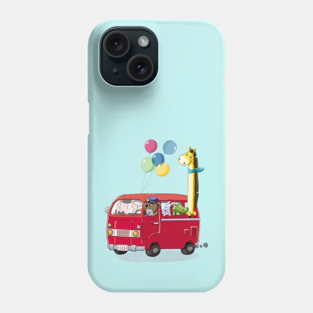 Red Bus Phone Case by Arteli Studio