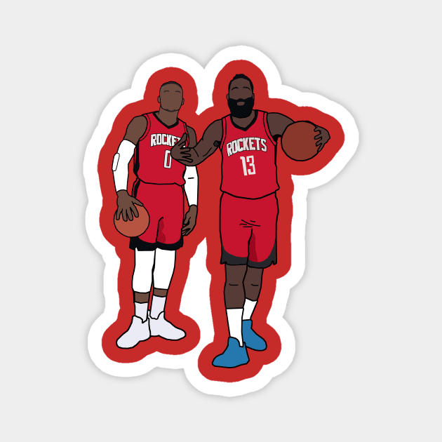 Russell Westbrook x James Harden Houston Rockets Tshirt Magnet by xavierjfong