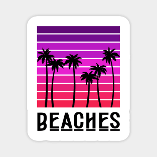 minimalistic purple summer palm tree beach Magnet