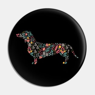 Dachshund Floral Watercolor Art Pin