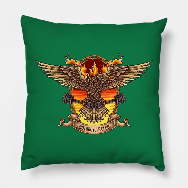 eagle motorcycle Pillow by Mako Design 