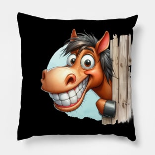 Cute Horse Playing Peek a Boo Pillow