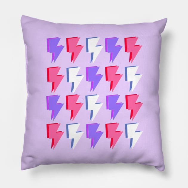 Purple, Pink and Red Lightning Bolts Pattern Pillow by OneThreeSix