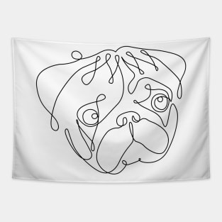 One Line Pug Tapestry