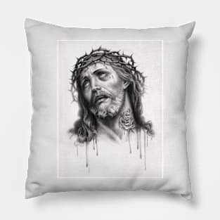 Jesus with Thorns by Ansekenamun Pillow